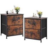 Sweetcrispy Nightstand Set of 2 with 2 Storage Drawers, 20\" Height Small Bed Side Furniture End Table, Wooden Top Fabric Cabinet Kids Mini Dresser for Bedroom, Closet, Entryway, College Dorm