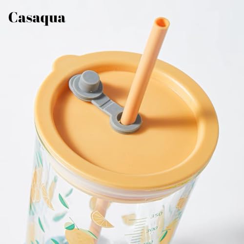 Image of Glass Tumbler with Lid and Straw - 420ML, Set of 1, Travel Coffee Sipper Mug Leakproof for Juice Cocktail Iced Tea Smoothie Hot Cold Drink Cup (Receiving Random Color)