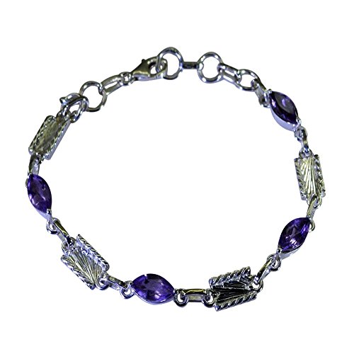 Bracelet améthyste véritable en argent : cadeau pierre de naissance