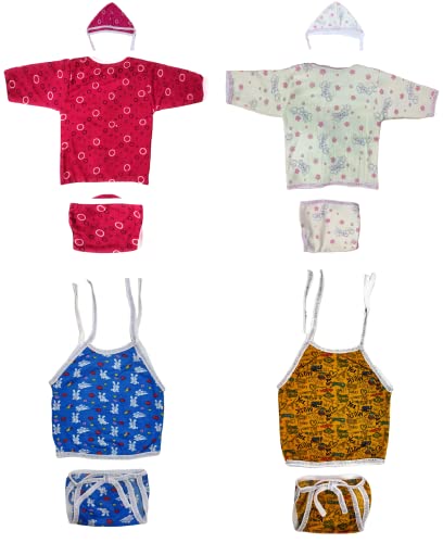 Image of TANGY Hosiery Newborn Baby Boy's and Baby Girls Jhabla Clothing Top Set(Pack of 4)