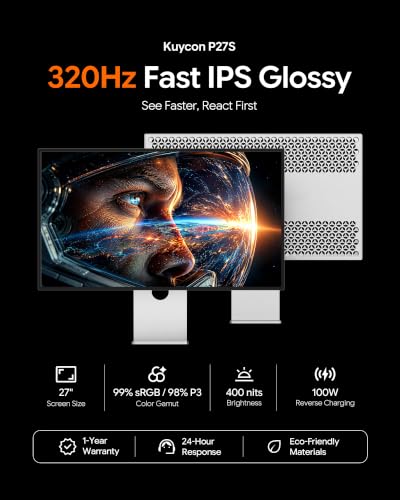 Image of P27S 27 inch 2k 320Hz Glossy Monitor (Minimalist - Without Stand)