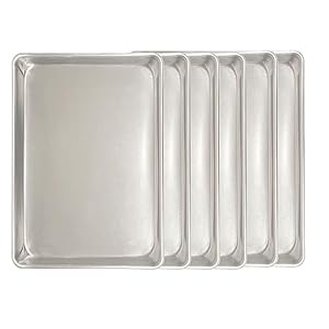 TrueCraftware- Set of 6 Aluminum 2/3 Size Sheet Pan 16″ x 22″ Baking Sheets 20 Gauge -Oven Safe Baking Pan Baking Tray Cookie Sheet Baking Sheet Perfect for Baking Roasting and More