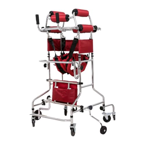 kiwet歩行器 高齢者用 子供の直立ウォーカー シート&アームサポート付き、成人用多機能立位フレーム機器 6-8輪の子供用移動補助装置、高さ調節可能な 脳卒中片麻痺リハビリテーション用下肢歩行訓練用 (ハンドブレーキスタンディング8輪B)
