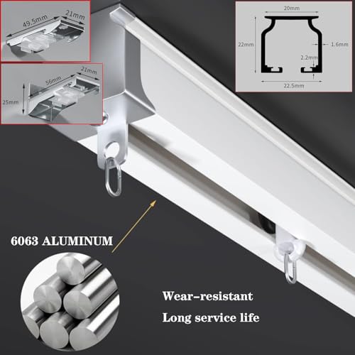 Système de rails à rideaux aluminium robuste avec glissières 12m