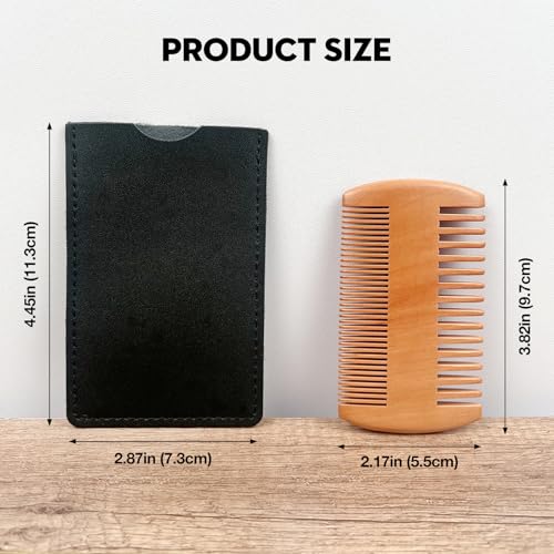 Peine para barba de madera de durazno con estuche miniatura 6