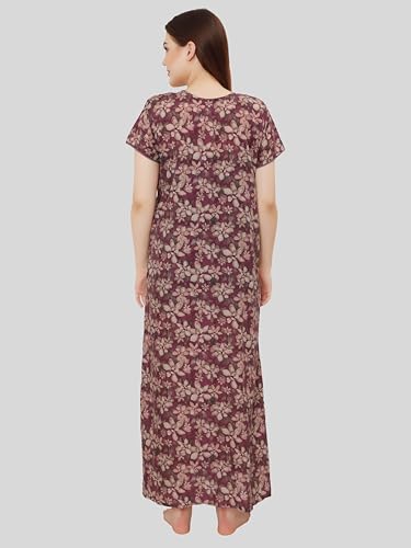 Image of GLAMORAS Bizzy Lizzy Cotton Nighty Gown with Side Pocket for Women | Regular, Digital Printed & Full Length Maxi Night Gown | Night Wear Maxi Gown for Women | Size: M-2XL