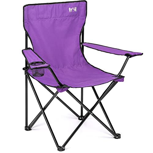 Trail Purple Camping Chair Lightweight Folding Cup Holder Carry Bag 100kg Capacity