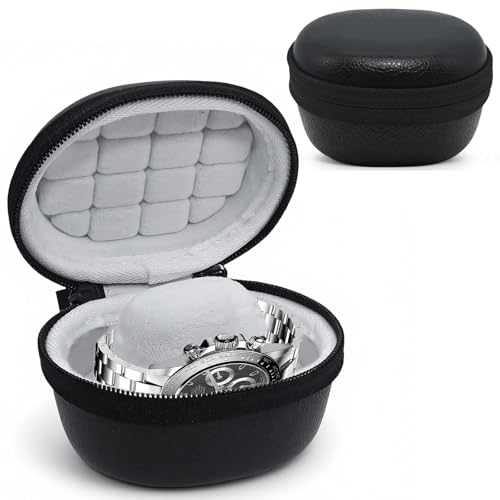 MGZKV Single Watch Travel Case, Hard EVA Protective Portable Storage Box with PU Leather Surface for...