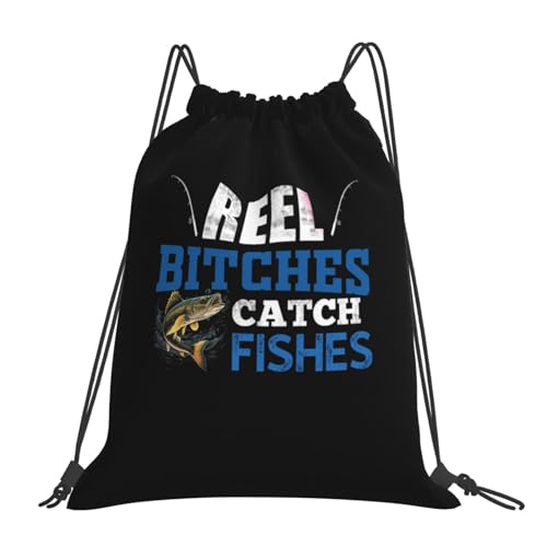 Qauirfe Reel Bitches Catch Fishes Fishing Outdoor Drawstring Bags Gym Bag Fashion Simple, Suitable For Men And Women, Young And Old