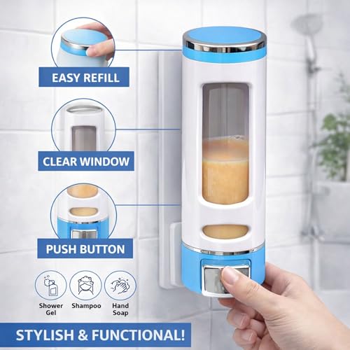 Image of soap Dispenser Wall Mounted for Bathroom | Wash Basin | Liquid Sanitizer Shower Gel Dish Wash Soap Dispenser for Bathroom Kitchen 400Ml