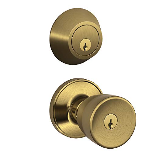 Schlage JC60 V BYR 609 Single Cylinder Keyed Entry Lock Deadbolt, Antique Brass