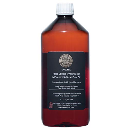 HUILE VIERGE D'ARGAN CERTIFIEE BIO 1 LITRE - Végétale Pure et 100% Naturelle - Soin hydratant, visage, corps, ongles, cheveux - Femme et Homme - Retrouvez votre peau de bébé - Vitamine A,D,E Cover