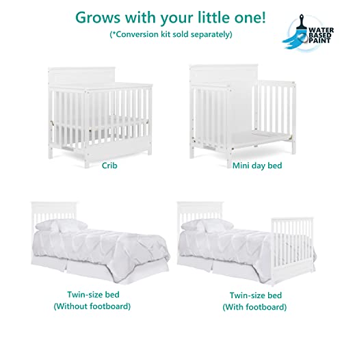 Dream On Me Harbor Full Panel 4-in-1 Convertible Mini Crib in White, Water-Based Paint Finish, JPMA Certified, 3-Position Mattress Height Setting, Made of Solid Pinewood - image 7