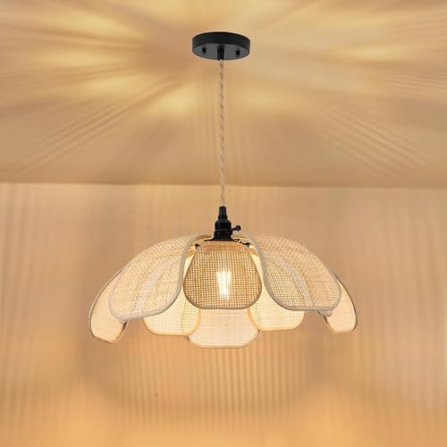Image of Hanging Lamps Light | Pendant Lamp | Pendant Lamps | Bamboo Lamps for Cafe | Rattan Ceiling Lamps | Bamboo Hanging Lampshade (Flower Design)