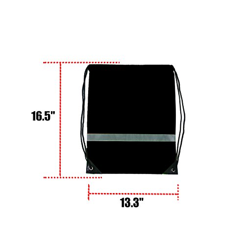 Drawstring Backpack Bag - 12 Pack Reflective Sack Backpack Sport Gym Cinch Bag Travel Fabric Drawstring Backpacks - Thumbnail 6