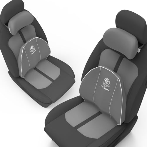 Image of MRRON Series Memory Foam Neck Rest & Lumbar Support for Car or Office Chair, Neck Pillow Kit Designed Ergonomically for Extra Support (Grey, Spine Support)