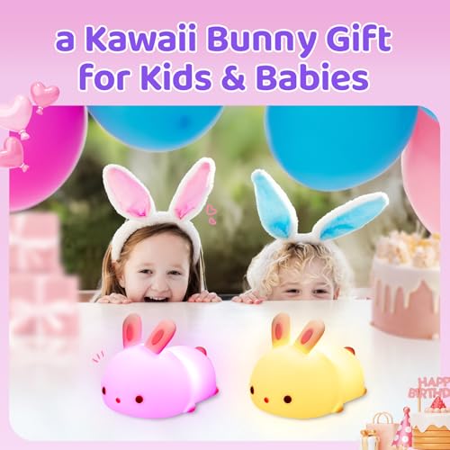 One Fire GJWH102221W1 Night Light For Kids Bunny Cute Lamp,16 Colors Cute Night Light Kids Night Light,Rechargeable Baby Night Light Toddler Night Light thumb #7