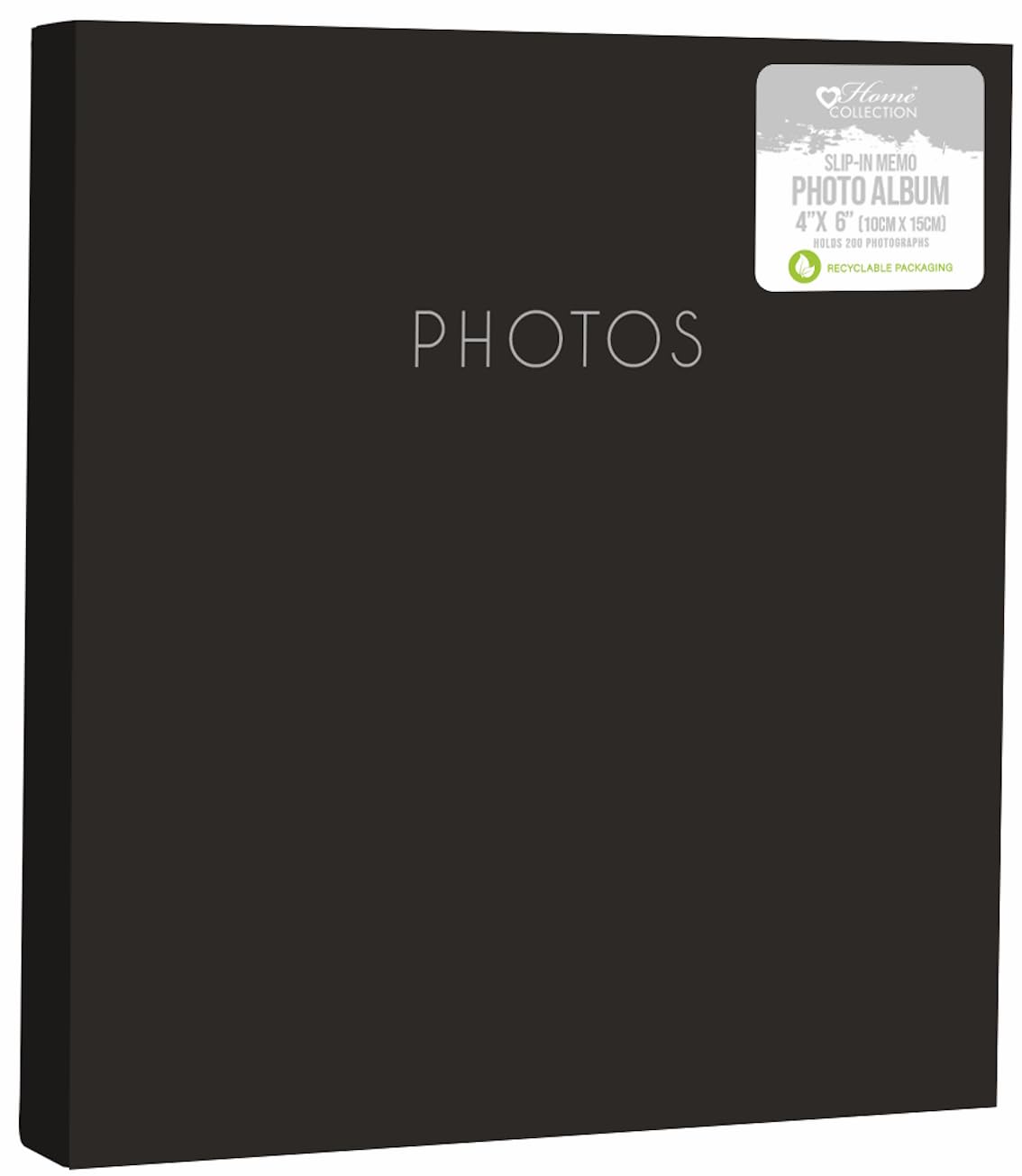 Quickdraw Black 4" X 6" Photo Album Holds 200 Photos With Memo Space Slip-In Photograph Scrapbook Wedding Travel Keepsake Gift