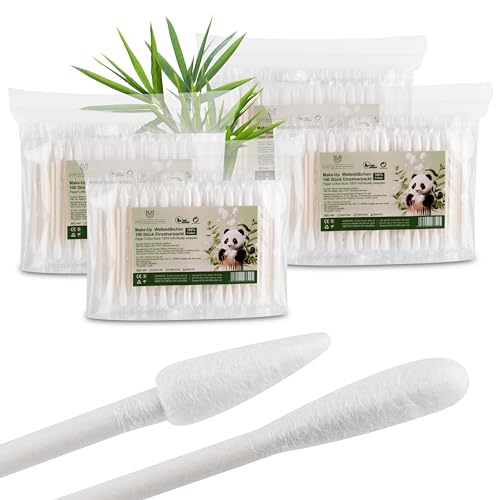 Marina Vaal Beauty Solutions Hisopos de algodón para maquillaje y limpieza, 1000 unidades estériles, envueltos individualmente, con una punta redonda y otra puntiaguda, en mango de papel