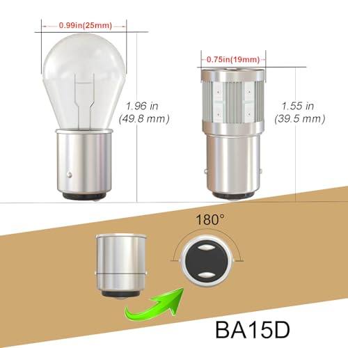 Image of 1142 BA15D LED Bulb Yellow 1076 RV Light Bulb for Car Lanscape Camper RV Truck Interior Tail Light Non Polarity AC /DC 12V-24V (Pack 2)