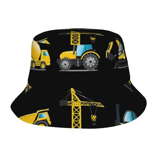 SDEGTHO Sombrero de protección para el sol, diseño de maquinaria pesada, diseño de camión de maquinaria pesada, sombrero de pesca de ala ancha para jardinería, Negro, Talla única