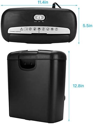 Miniatura 5 de Trituradora de papel de corte en tiras de 6 hojas, trituradora de papel de corte cruzado y tarjetas de crédito, con protección a prueba de atascos y