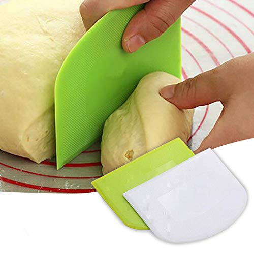 2 Pieces Dough Scraper Bowl Scraper Food-safe Plastic Dough Cutter Flexible Plastic Scraper Practical Bench Scraper Multipurpose Food Scrappers for Bread Dough Cake