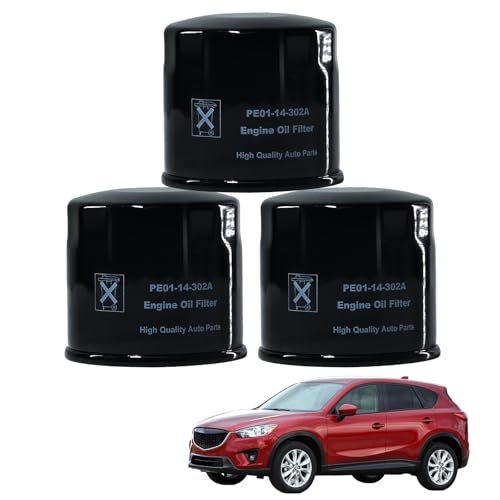 Jaxivo PE01-14-302A Engine Oil Filter for 12-25 Mazda 3 14-21 Mazda 6 16-21 CX-3 20-25 CX-30 13-25 CX-5 16-25 CX-9 Replace 1WPE14302 PE01-14-302B 3PCS