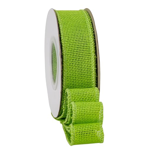 SDZMDL Burlap Wired Ribbon Ribbon with Wird Edge for Fathers Day Decor Gift Wrapping Bows Outdoors Wreath. 1 Inch x 10 Yards/Roll.(Lime Green)