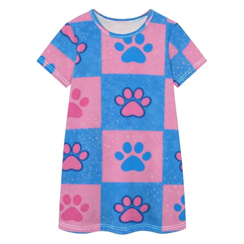 Vestido de verano para vacaciones con huellas de perro en algodón infantil