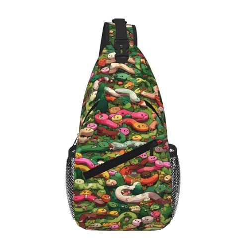 Sac de poitrine homme imprimé serpent rampant avec sangle réglable