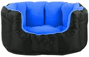 Hiputee Reversible Ultra Soft Velvet Dual Color Ethnic Designer Dog Cat Pet Bed (Small, Black Blue)
