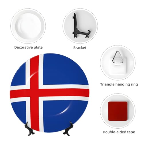 Drapeau Islande en porcelaine 15 cm avec support pour mur - 5