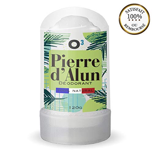 O³ Deodorante pietra d'allume naturale | Pietra d'allume Stick 120G | 100% naturale | ideale dopo la rasatura | senza parabeni o cloridrato di alluminio