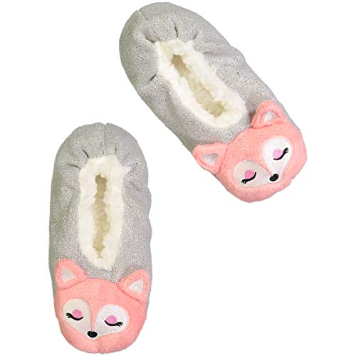Fuzzy Babba girls Fuzzy Babba Girls 3d Soft Cozy Critter Slipper Sock With Non-slip Grippers