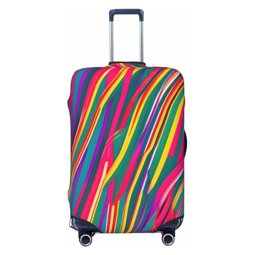 Rainbow Lines Print Luggage Suitcase Cover Protector Luggage Washable Covers With Concealed Zipper
