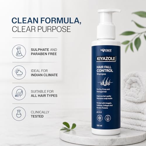 Image of Anti-Hairfall Shampoo 100ml | Controls Hairfall & Promotes Hair Growth | Anagain + Caffeine + Collagen & Keratin | Paraben & Sulphate Free for Dry and Frizzy Hair | Hair Fall Control Shampoo for Women & Men | For All Hair Types