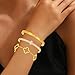 OSICAPEA Clover Bracelets for Women, Stainless Steel Four Leaf Clover Nail Bracelet, 18K Gold Plated Cubic Zirconia Stackable Bracelet, Lucky Love Cuff Bangle, Birthday Gift for Women