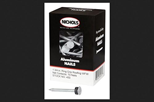 Nichols Wires Threaded Roofing Nails 1-3/4 " 0.145 " Ring Shank Aluminum 9 Ga Box 70/Box