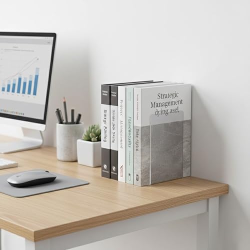 Image of oddpod Acrylic Clear Bookends for Office Decor /Book Shelf /Living Room /Home Decor 2101 - Transparent (2 Pcs)