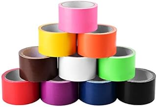 AUMUA Duct Tape 10 Rolls, Fabric Gaffer Tape 50mm x 9.1m Waterproof Strong Ducktape Coloured INCLUDE Green Yellow Blue Pink Purple Orange Red Black White Brown