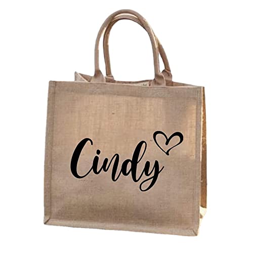 Sac fourre-Tout Personnalisable en Toile,Personnalisée Cadeau,Sacs d'épicerie réutilisables pour Demoiselles d'honneur Mariage fête d'anniversaire,fourre-Tout personnalisés Femmes (40 x 11 x 33cm) Cover