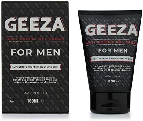 Geeza Anti Ageing Cream for Men, Extreme Gel Mens Wrinkle Cream, Made in UK, Scientifically Backed Designer Skincare Moisturiser, Probably the Best Anti Ageing Cream for Men in the World 100ml