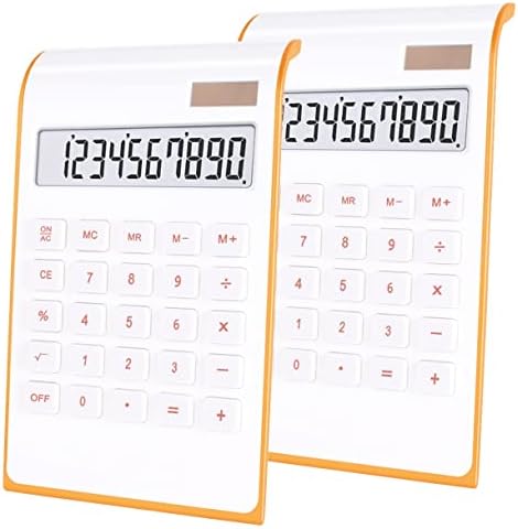 Desktop Calculator, BESTWYA 10-Digit Dual Power Handheld Desktop Calculator with Large LCD Display Big Sensitive Button (New White, Pack of 2)