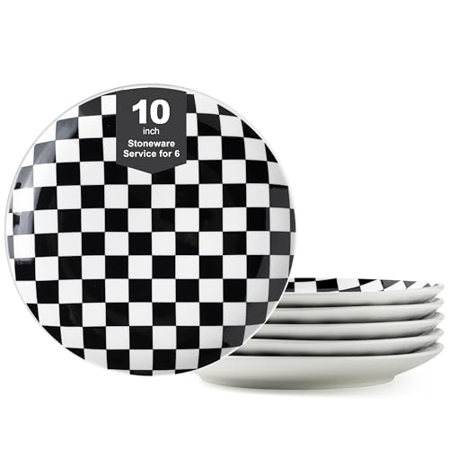 Black And White Checkered Dinnerware: Stylish Sets for Modern Dining 3 Euisail Ceramic Dinner Plates Set of 6-10 Inch Salad Plates, Black and White Checkered Porcelain Dinner Plates Microwave, Oven & Dishwasher Safe, Minimalist Porcelain Dish Set