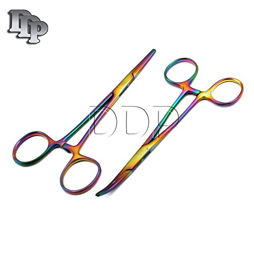 DDP Set of 2 Multi Color Rainbow CRILE HEMOSTAT Forceps 5.5