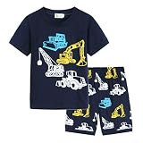 Hstyle Jungen Kurzer Schlafanzug Kinder Pyjama Kurzarm Nachtwäsche Zweiteilig Shorty Bekleidungsset Baumwolle Sommer 1-7 Jahre 92 98 104 110 116 122