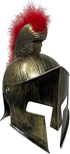 Medieval Armor Helmet Spartan Warrior Helmet, 11' Inches Medieval Greek Roman Style, Gold, King Leonidas Costume Accessory