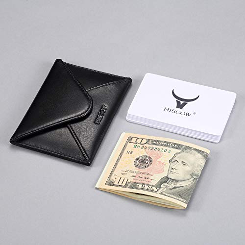 Hiscow Envelope Business Card Case With Magnet Closure - Italian Calfskin (Black) #TOP1