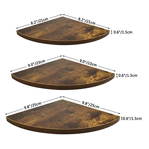 Wiftrey Wall Mount Floating Corner Shelves Set Of 3, Hanging Rustic Wall Storage Corner Shelf For Bedroom, Living Room, Bathroom, Kitchen #TOP2